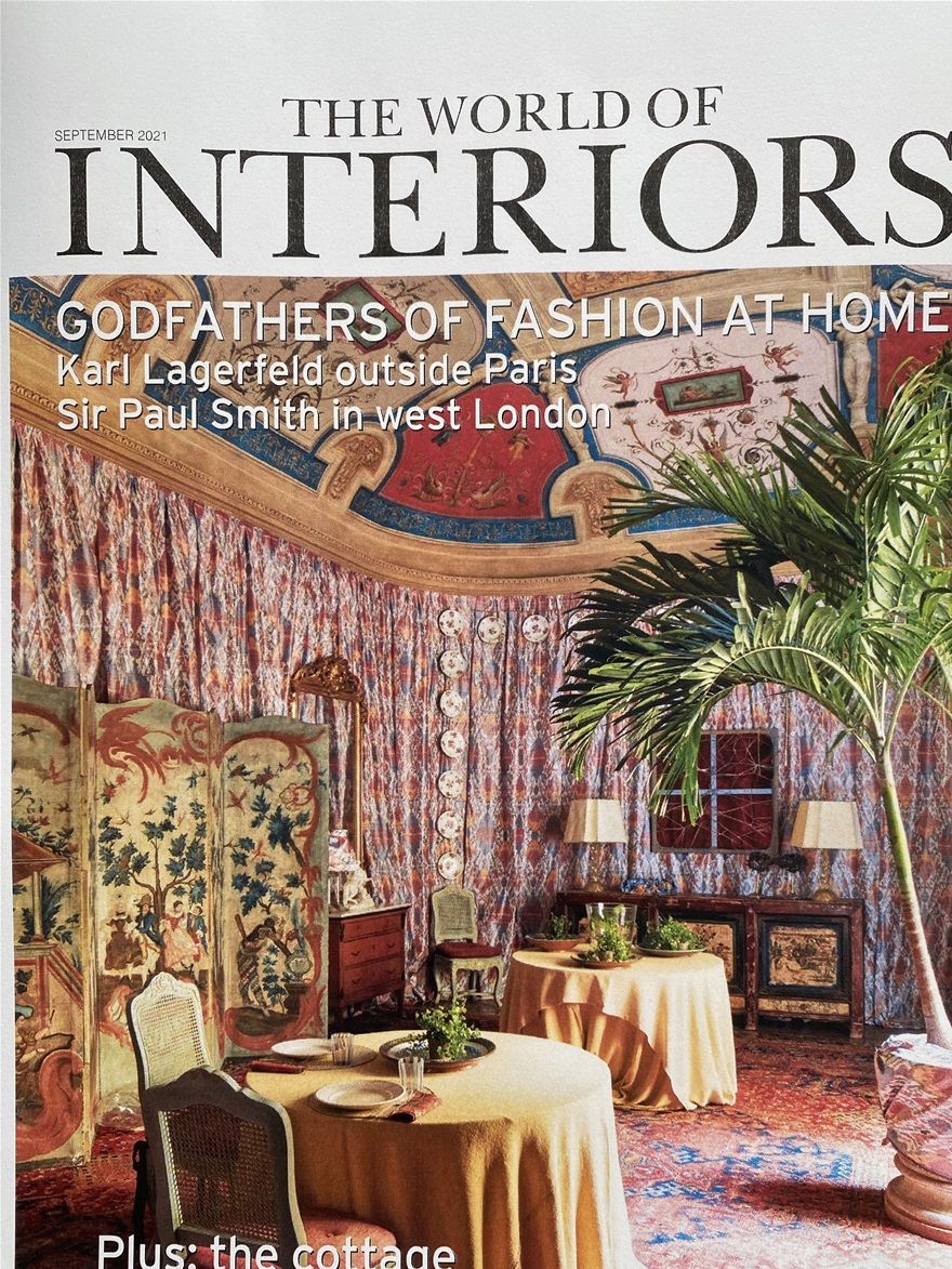 I am very grateful to have been representing in one of the most elite magazines in the world - THE WORLD OF INTERIORS - in the September 2021 issue